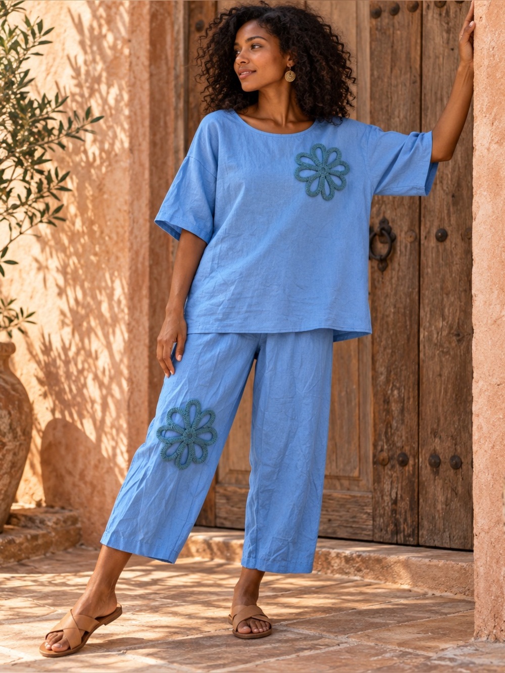 NWOT blue pants and t shirt set lightweight (#4)